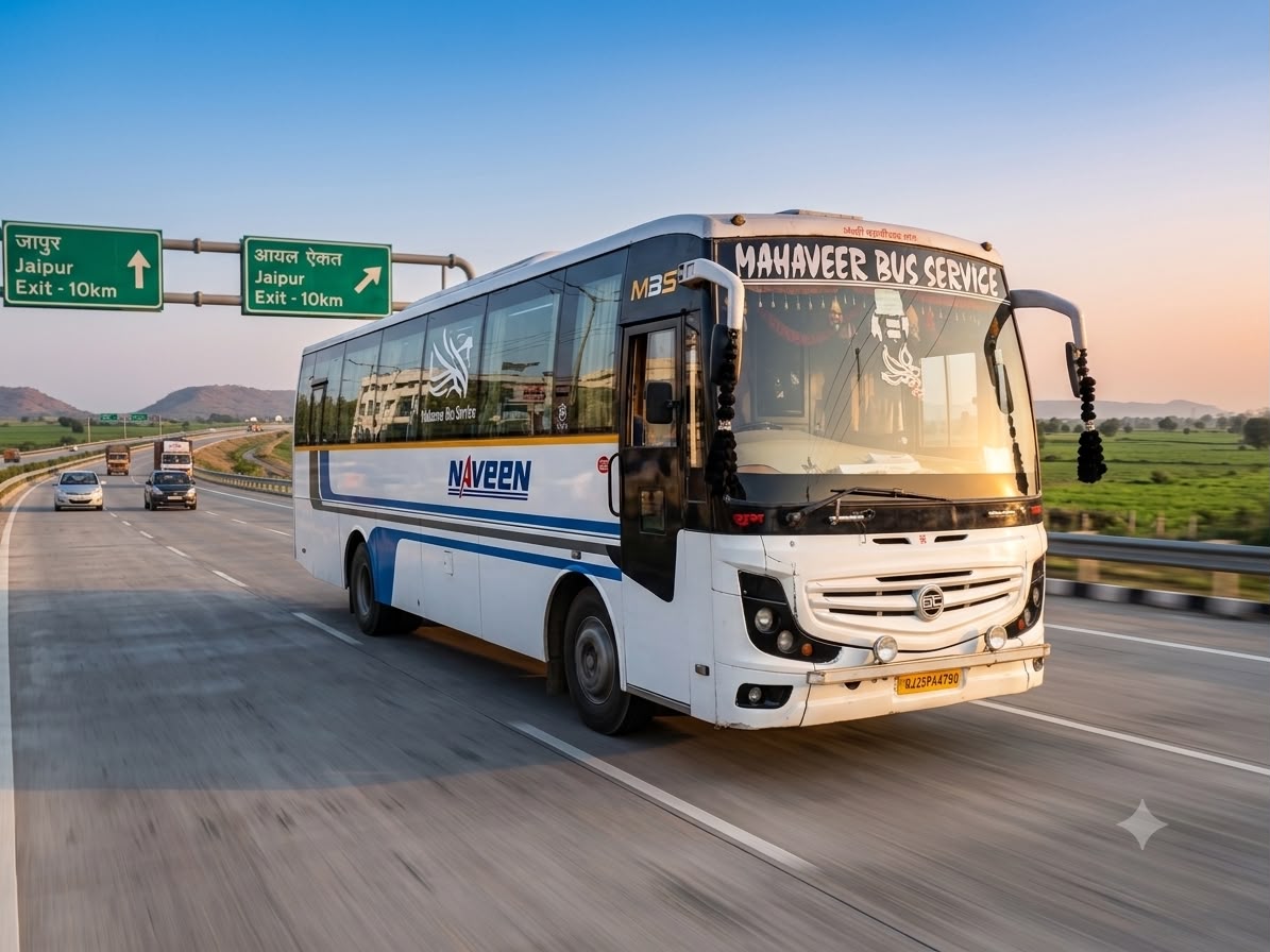 Coach on the expressway at sunset