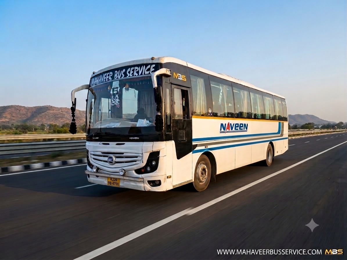 Coach on the highway with hills in the distance